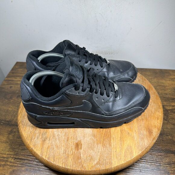 Nike Air Max 90 Leather Shoes Black Men's Size 10 Black Shoe 302519-001